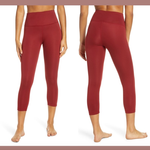 NEW‎ $55 Zella Studio Lite High Waist Crop Leggings Red SZ XXS - Picture 1 of 8